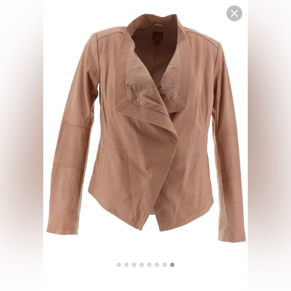 G.I.L.I. Open Front Tonal Print Leather Jacket